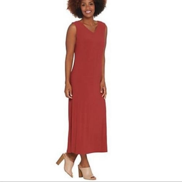Linea by Louis Dell’Olio Petite XL Moss Crepe Pull Over Sleeveless Maxi Dress - Picture 1 of 13